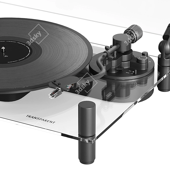 Clear Black Vinyl Turntable 3D model image 3