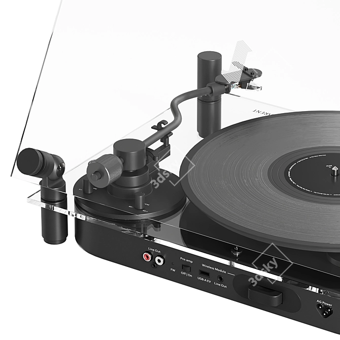 Clear Black Vinyl Turntable 3D model image 4