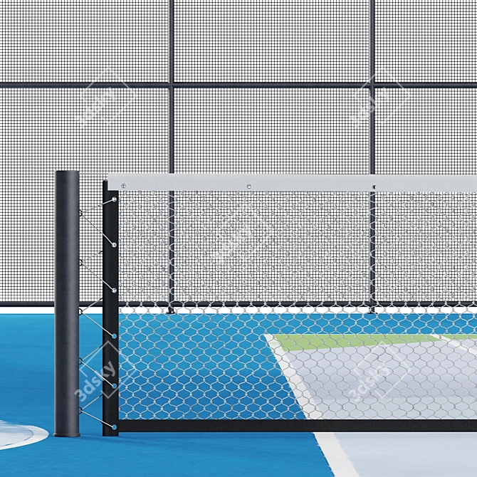 Street Tennis Court with Lighting 3D model image 4