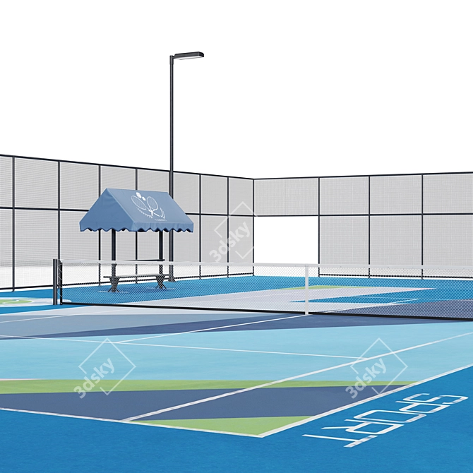 Street Tennis Court with Lighting 3D model image 5