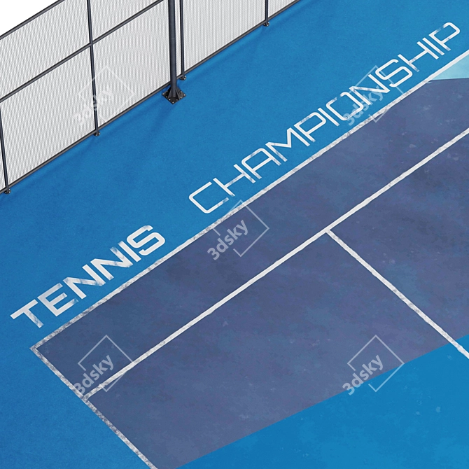 Street Tennis Court with Lighting 3D model image 6