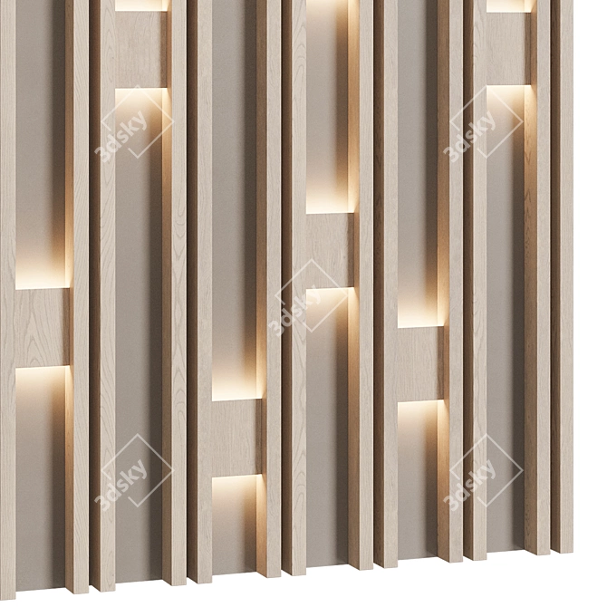 LED Wood Wall Panel with 3 Color Options 3D model image 4