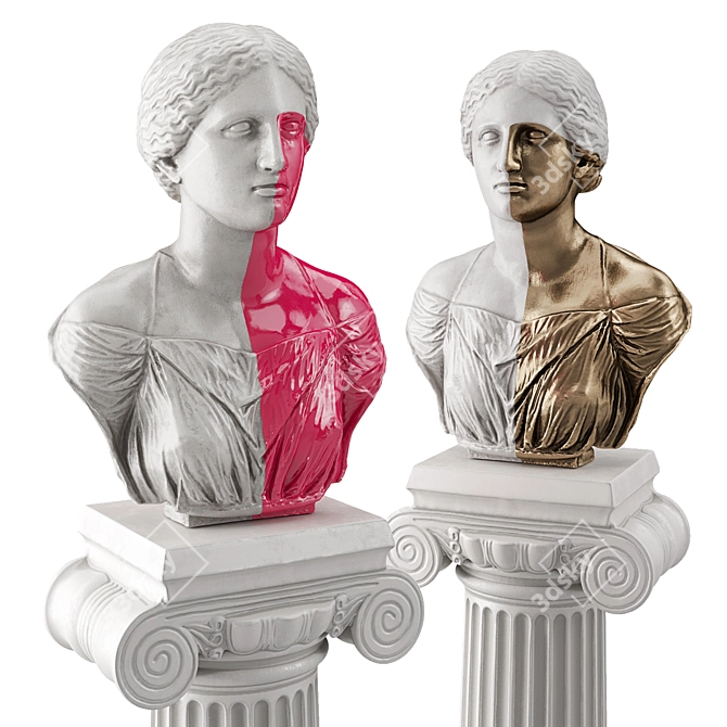 Golden Venus Half Bust Sculpture 3D model image 1