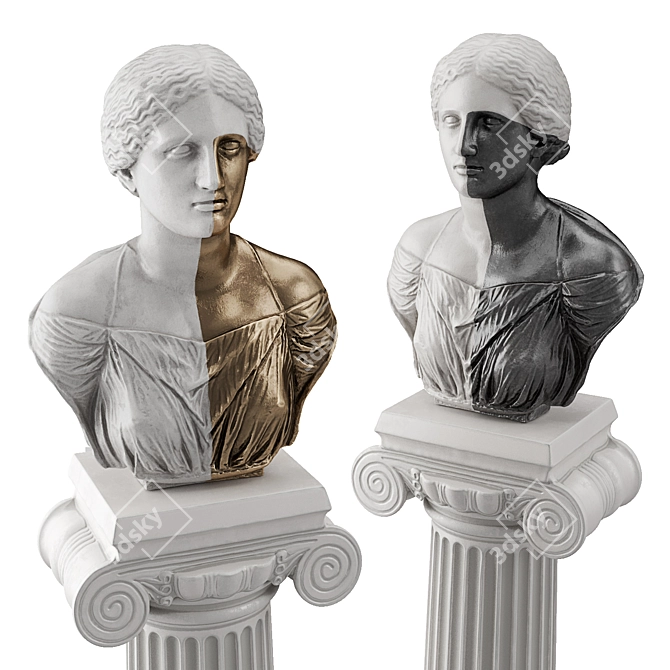 Golden Venus Half Bust Sculpture 3D model image 2