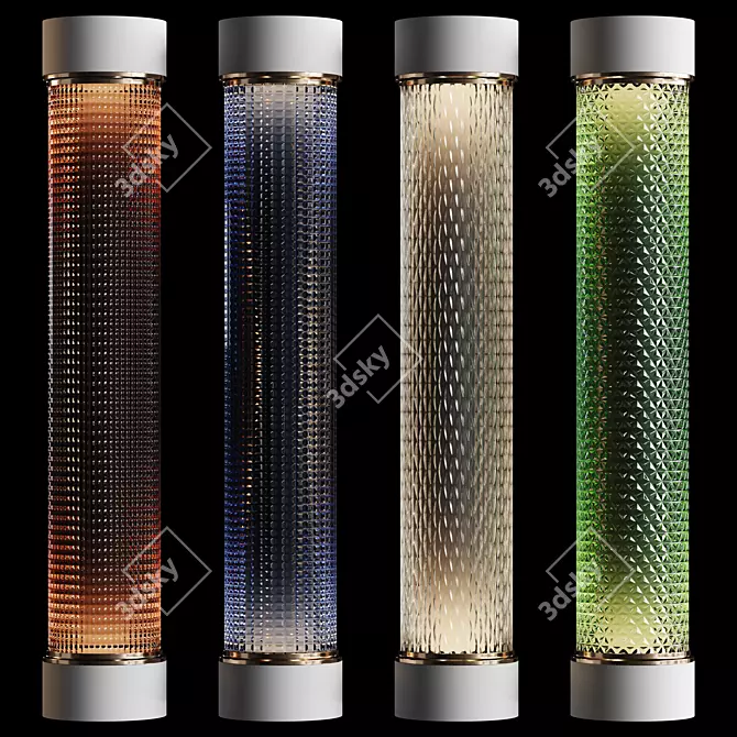 Elegant Relief Glass Round Columns 3D model image 2