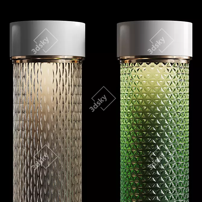 Elegant Relief Glass Round Columns 3D model image 3