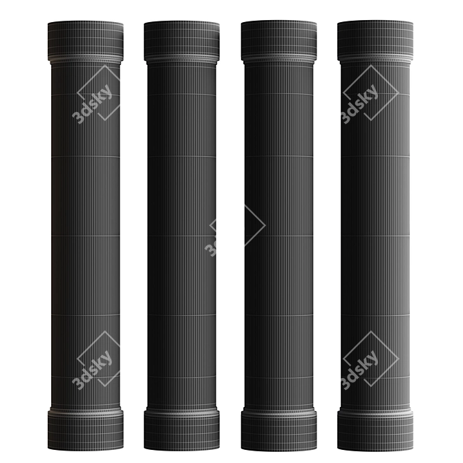 Elegant Relief Glass Round Columns 3D model image 6