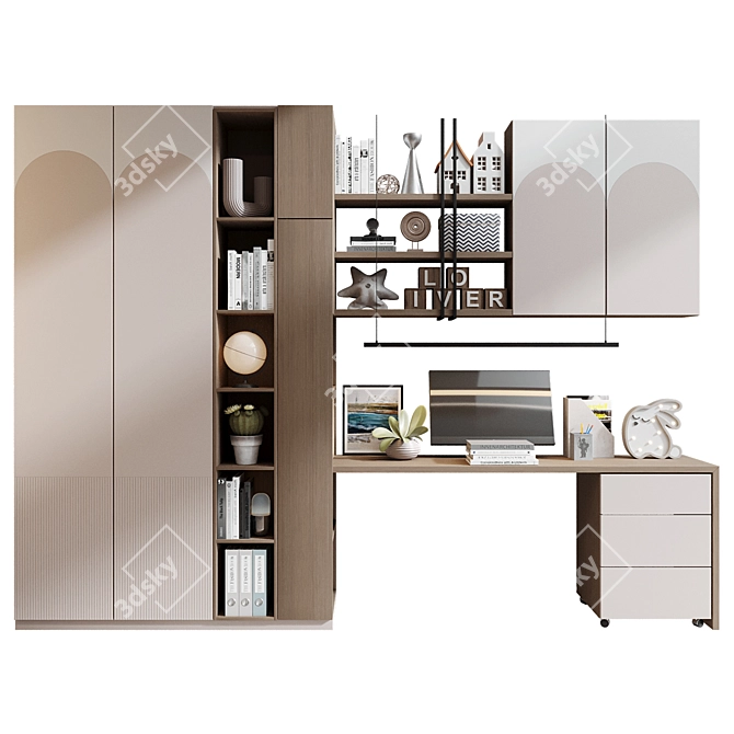 Sleek Modular Bookshelf Set 3D model image 1