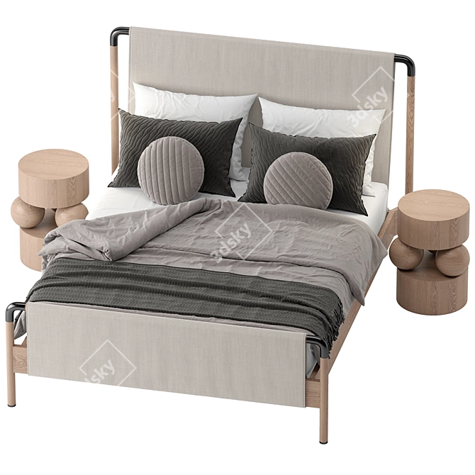 Elegant Harriett Bed with Taos Side Table 3D model image 2