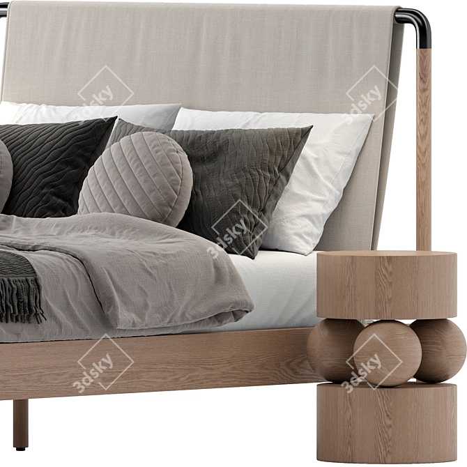 Elegant Harriett Bed with Taos Side Table 3D model image 4