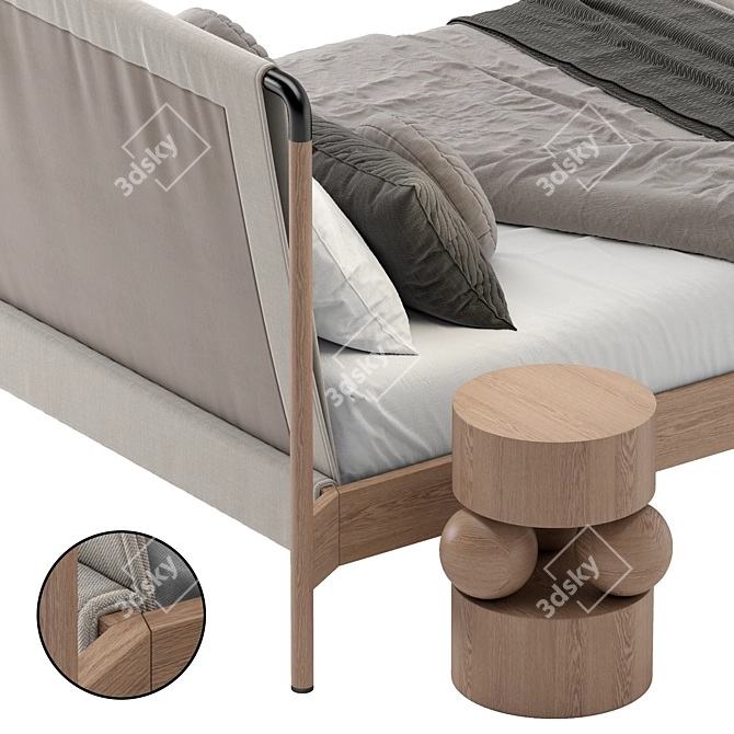 Elegant Harriett Bed with Taos Side Table 3D model image 5