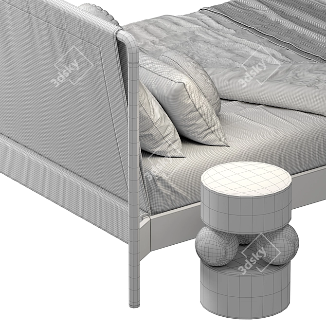 Elegant Harriett Bed with Taos Side Table 3D model image 7