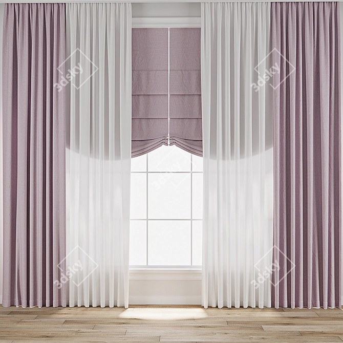  3D Curtain Model with Textures 3D model image 1