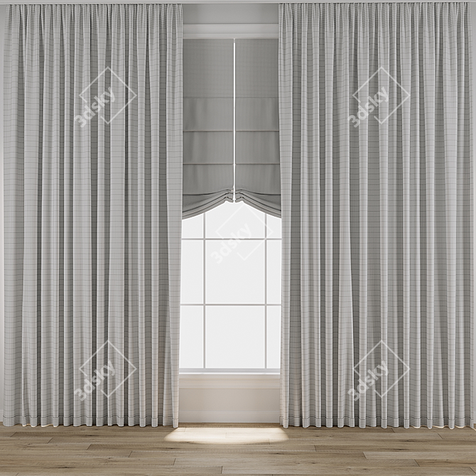  3D Curtain Model with Textures 3D model image 3