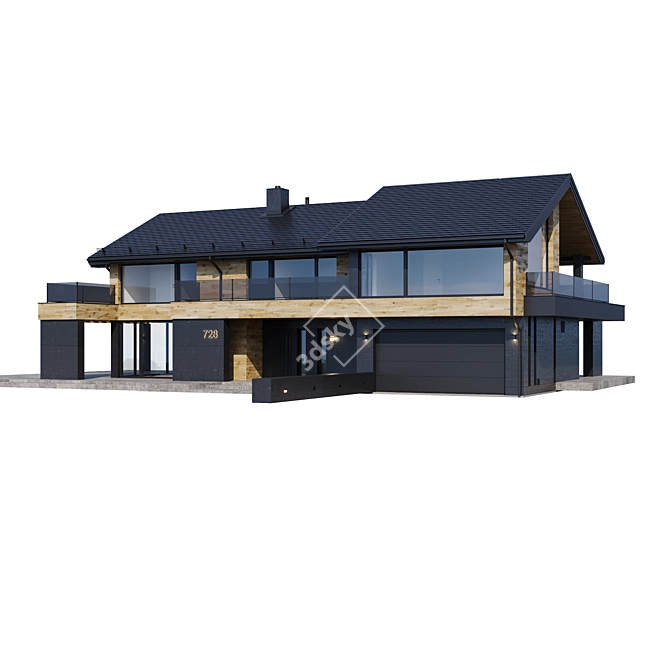 Modern Mansion Model for V-Ray 3D model image 2