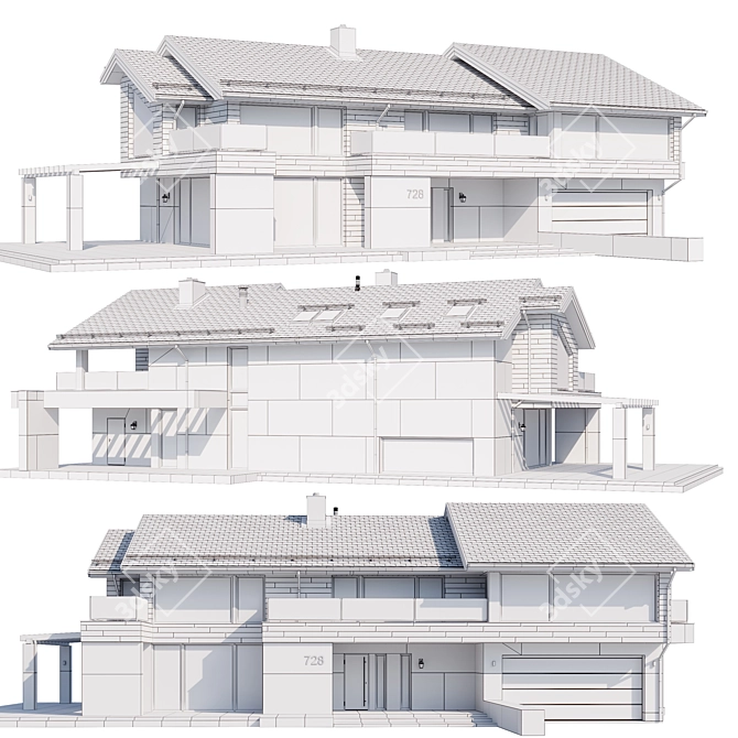 Modern Mansion Model for V-Ray 3D model image 6