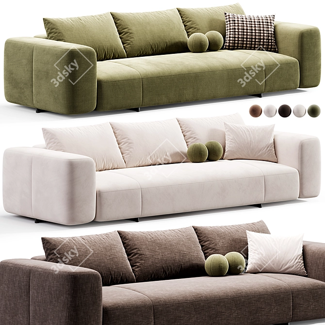 Sleek Contemporary Yves Sofa Minotti 3D model image 1