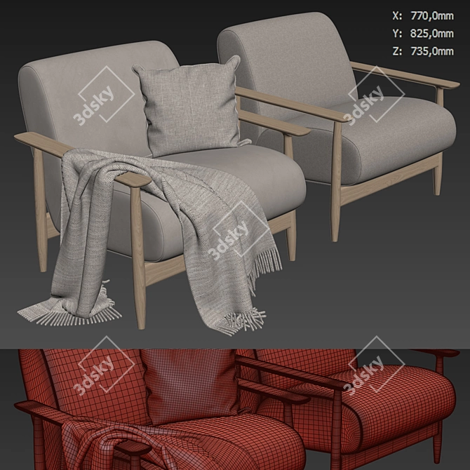 Modern Visti Armchair Bolia 3D model image 4