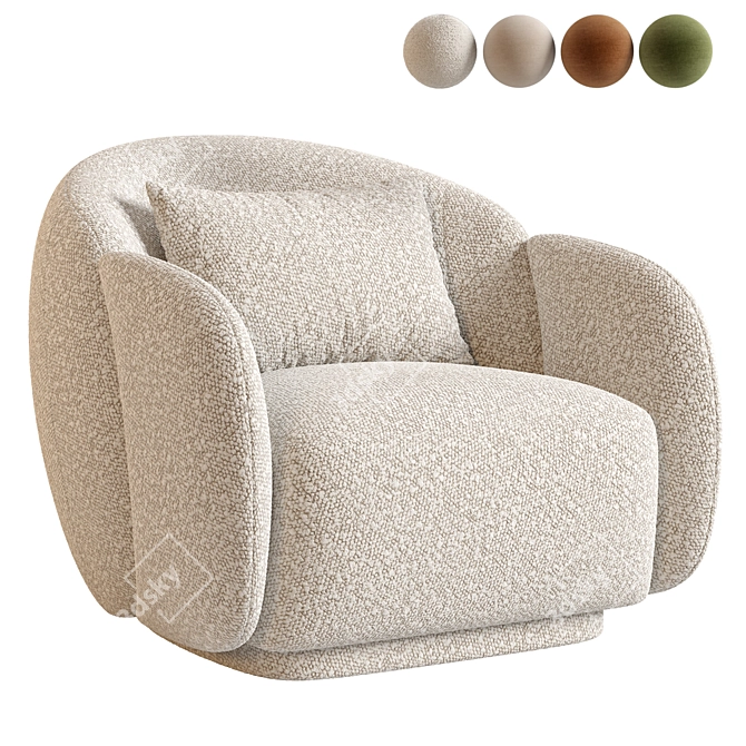 Modern Cream Misty Chair Design 3D model image 1