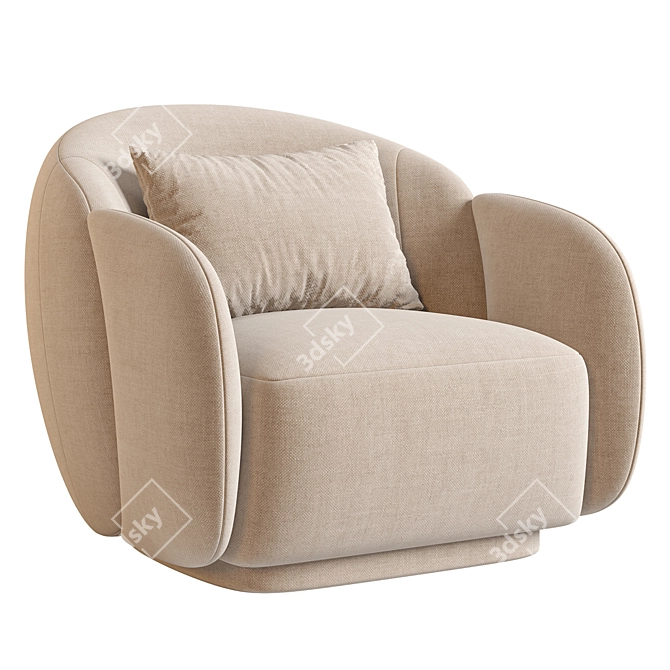 Modern Cream Misty Chair Design 3D model image 2