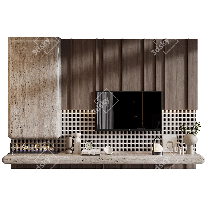 Modern TV Wall Decor Shelf 3D model image 1