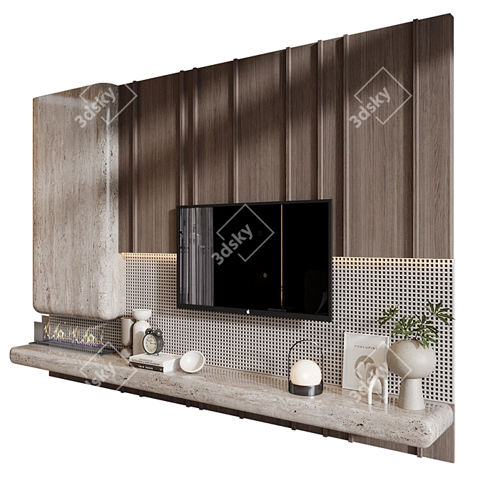 Modern TV Wall Decor Shelf 3D model image 2