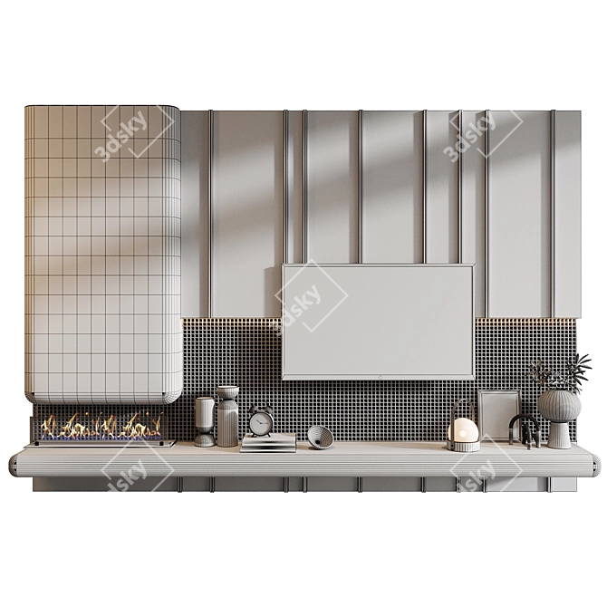 Modern TV Wall Decor Shelf 3D model image 3