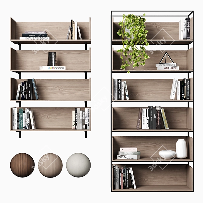 Modular High-Quality Bookcases 3D model image 1