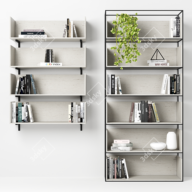 Modular High-Quality Bookcases 3D model image 2