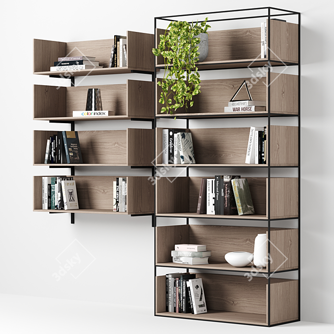 Modular High-Quality Bookcases 3D model image 4