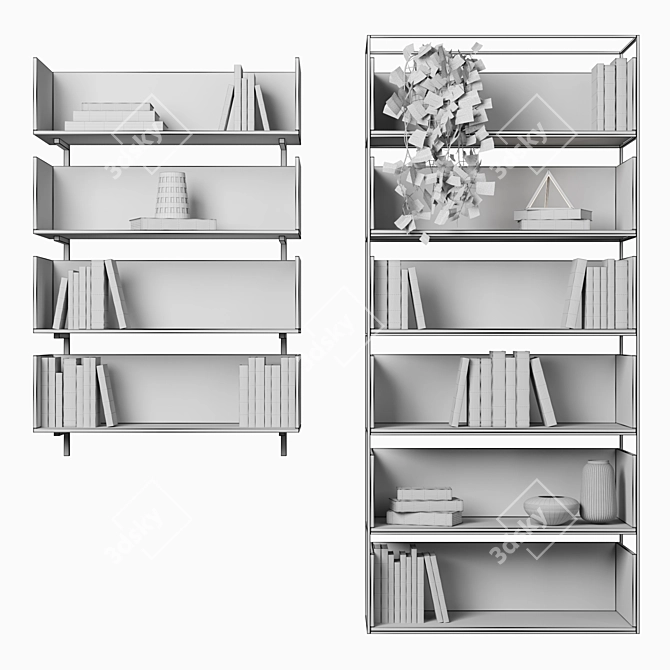 Modular High-Quality Bookcases 3D model image 7