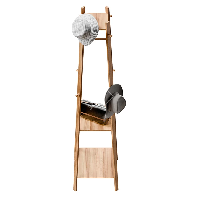 Bamboo Coat Hat Rack Stand 3D model image 3