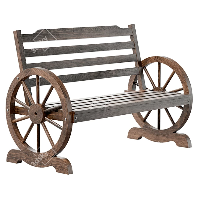 Outdoor Fir Wood Garden Bench 3D model image 1