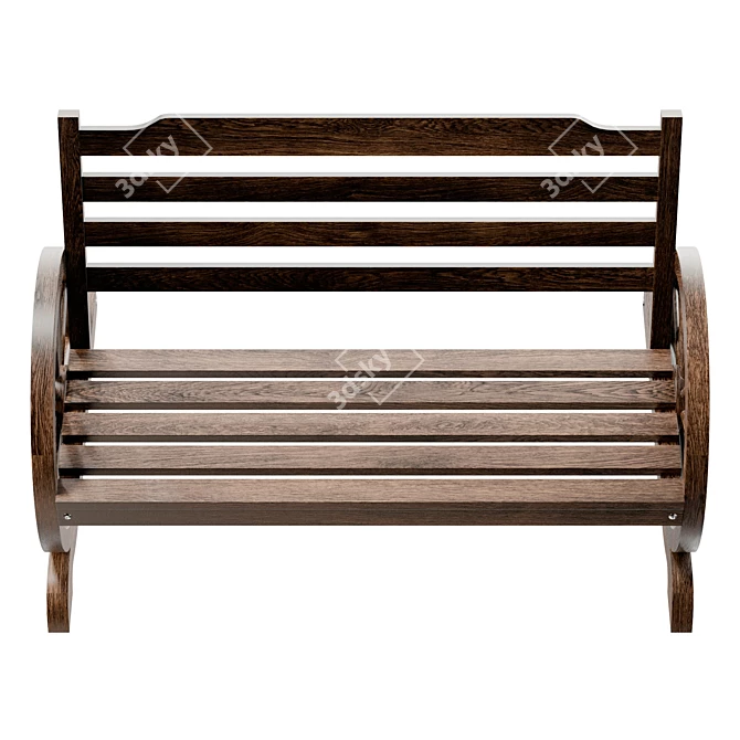 Outdoor Fir Wood Garden Bench 3D model image 2