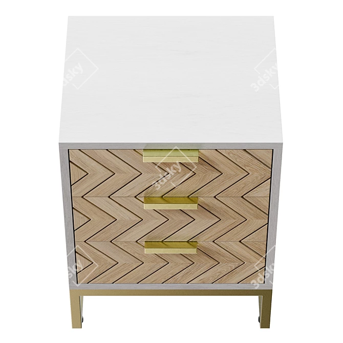 Modern Metal Nightstand Set 2 3D model image 3