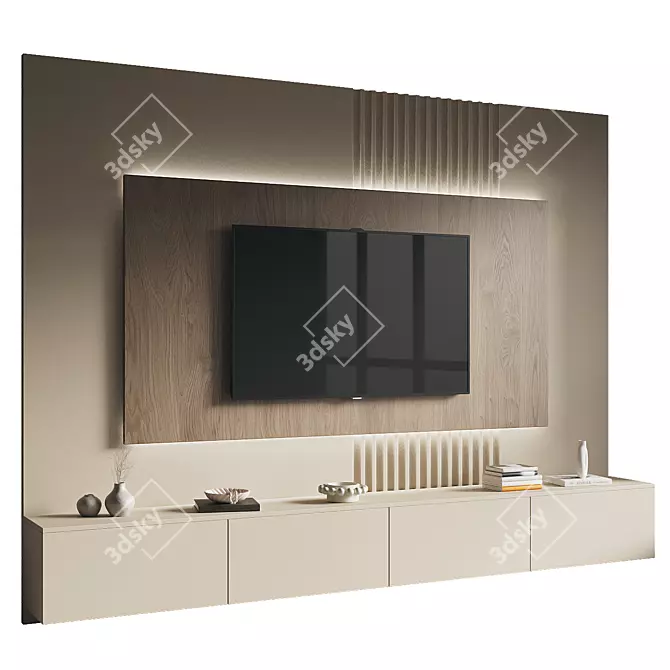 Modern TV Wall Set Design 3D model image 1