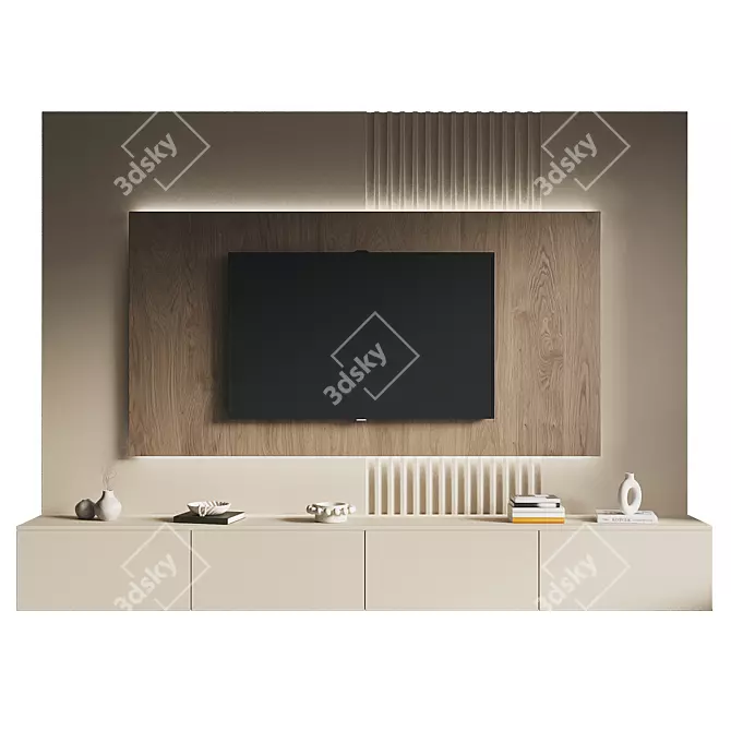 Modern TV Wall Set Design 3D model image 2