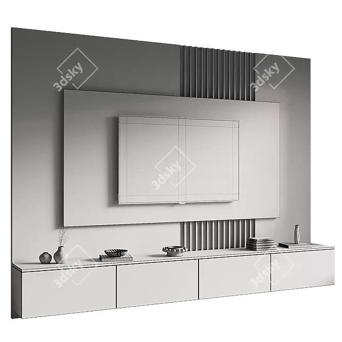 Modern TV Wall Set Design 3D model image 4