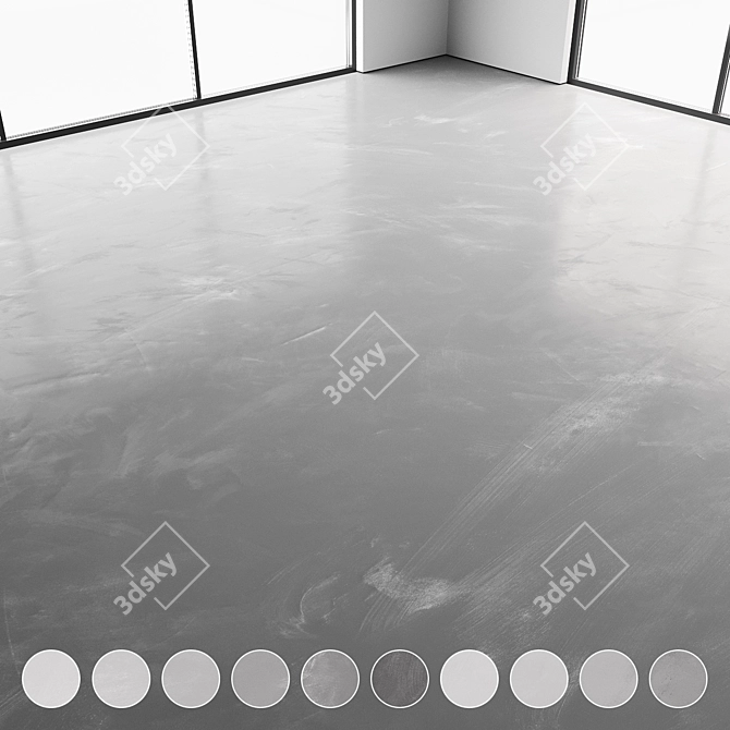 Seamless Resin Floor with White and Black Patterns 3D model image 1