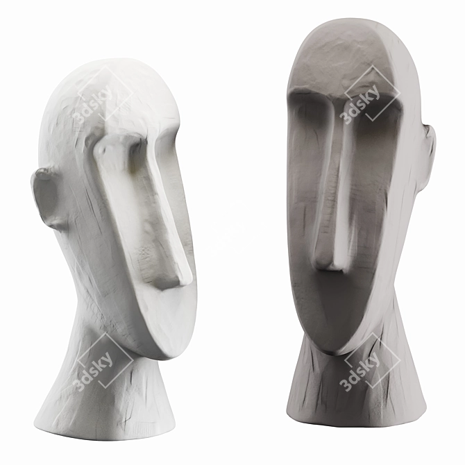 Sleek Modern Face Sculpture 3D model image 1