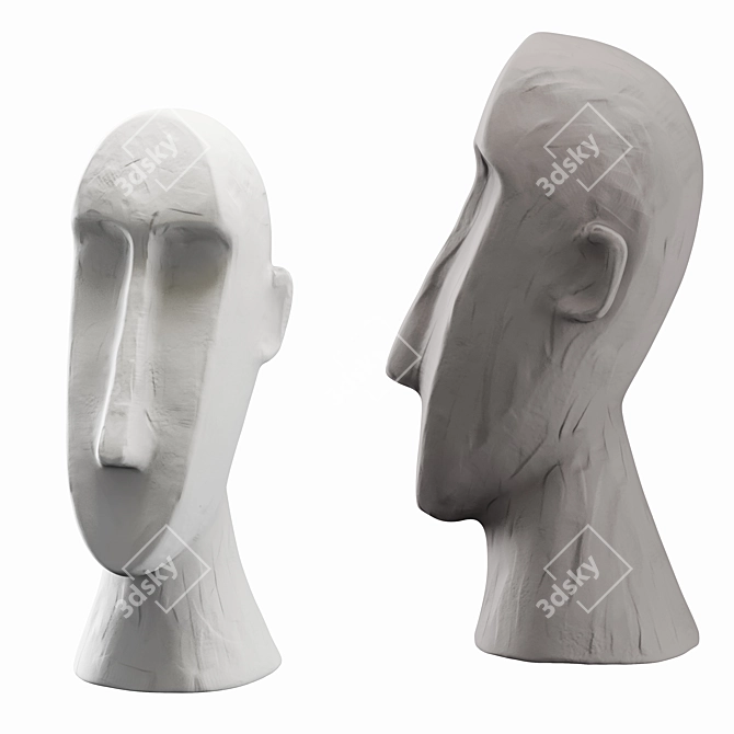 Sleek Modern Face Sculpture 3D model image 3