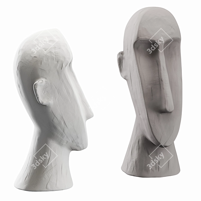 Sleek Modern Face Sculpture 3D model image 4