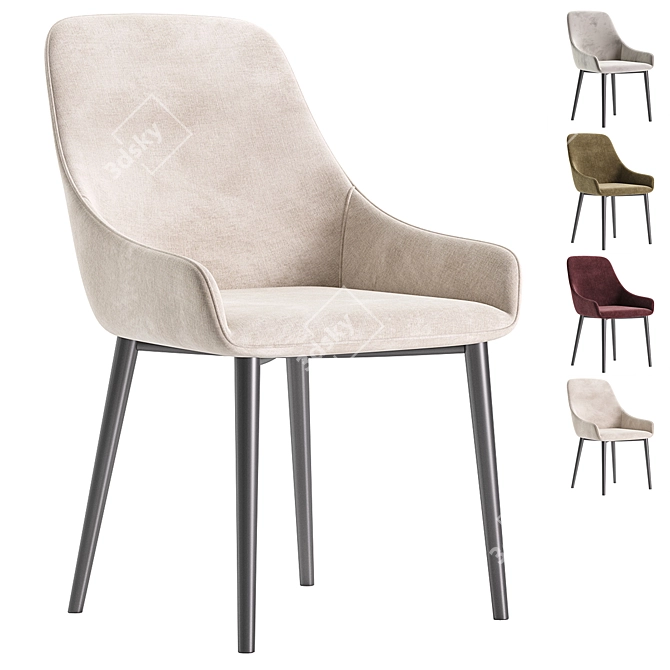 Acosta Grey Velvet Dining Chair 3D model image 1