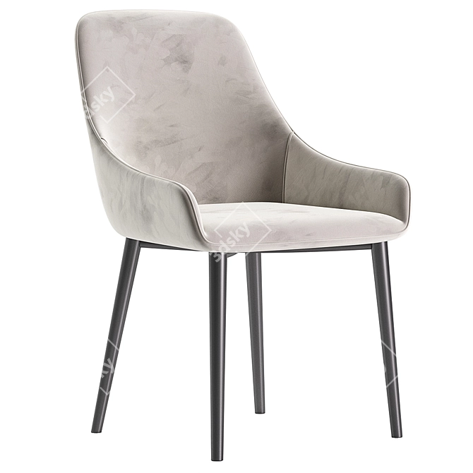 Acosta Grey Velvet Dining Chair 3D model image 2