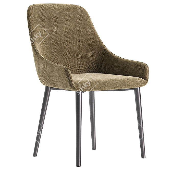 Acosta Grey Velvet Dining Chair 3D model image 3