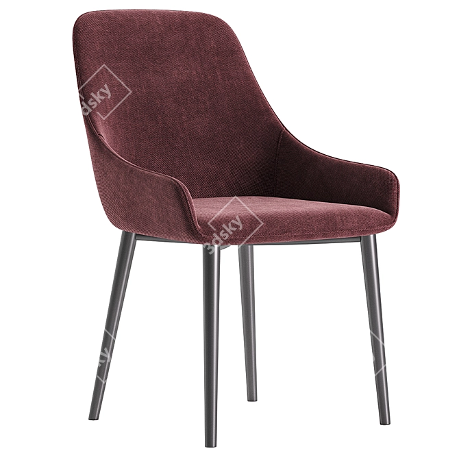 Acosta Grey Velvet Dining Chair 3D model image 4