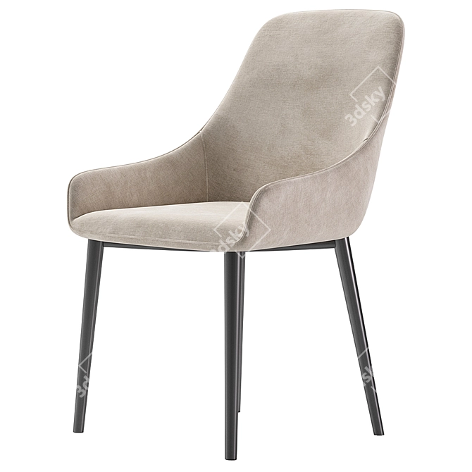 Acosta Grey Velvet Dining Chair 3D model image 5