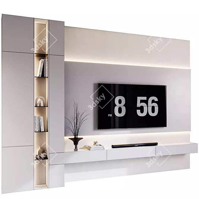 Modern TV Wall 3D Model 3D model image 1