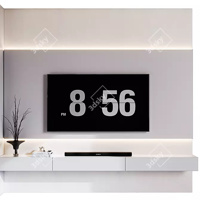 Modern TV Wall 3D Model 3D model image 3