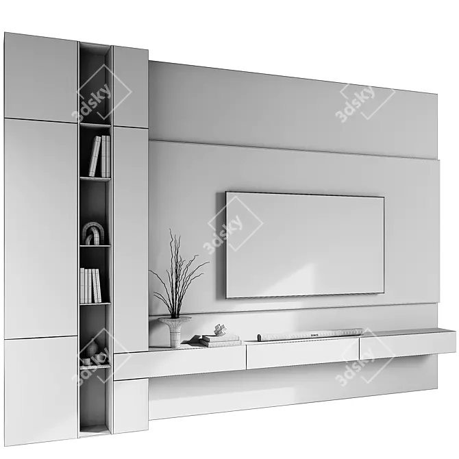 Modern TV Wall 3D Model 3D model image 5